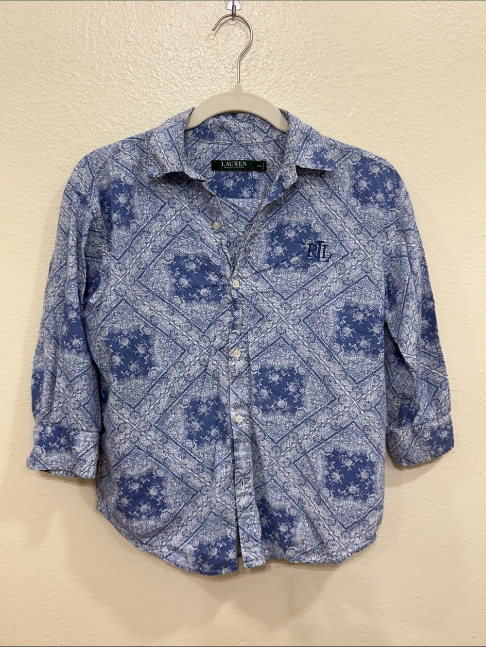 Lauren Ralph Lauren Women’s Light Blue Floral Patchwork Pajama Set Size XS